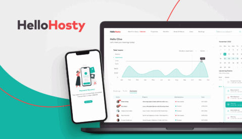hellohosty web platfom AI chat assistant mockup
