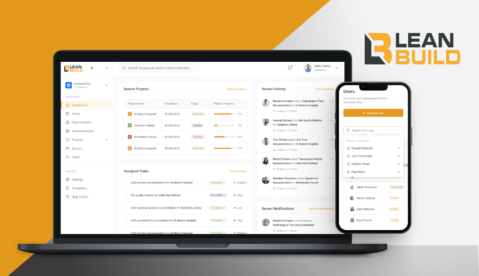 leanbuild construction project management web platform mock-up