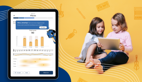 continuo - mobile music game developed and illustrated on tablet application mockup