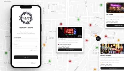 social town - mobile application developed by TH-EY mockup