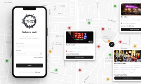 social town - mobile application developed by TH-EY mockup